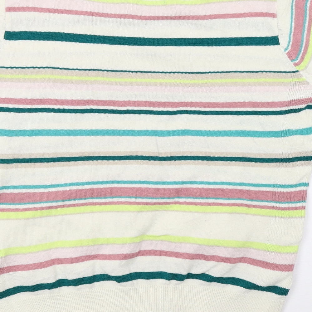 Marks and Spencer Womens Ivory Striped  Basic T-Shirt Size 10