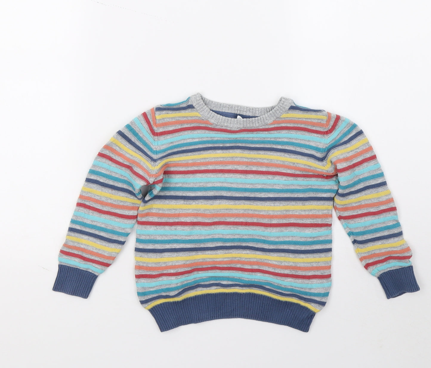 Marks and Spencer Girls Grey Striped  Pullover Jumper Size 2-3 Years