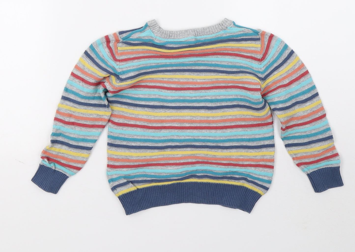 Marks and Spencer Girls Grey Striped  Pullover Jumper Size 2-3 Years