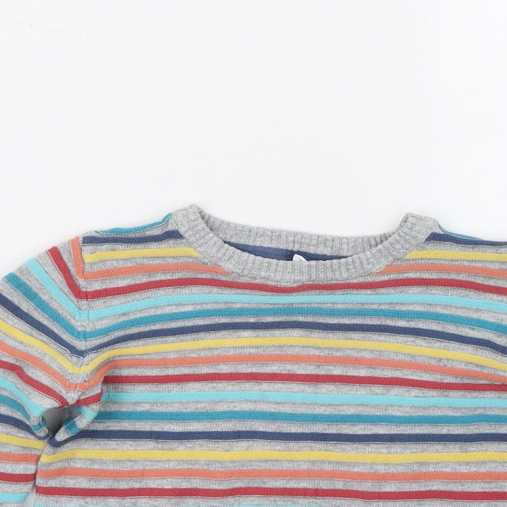 Marks and Spencer Girls Grey Striped  Pullover Jumper Size 2-3 Years