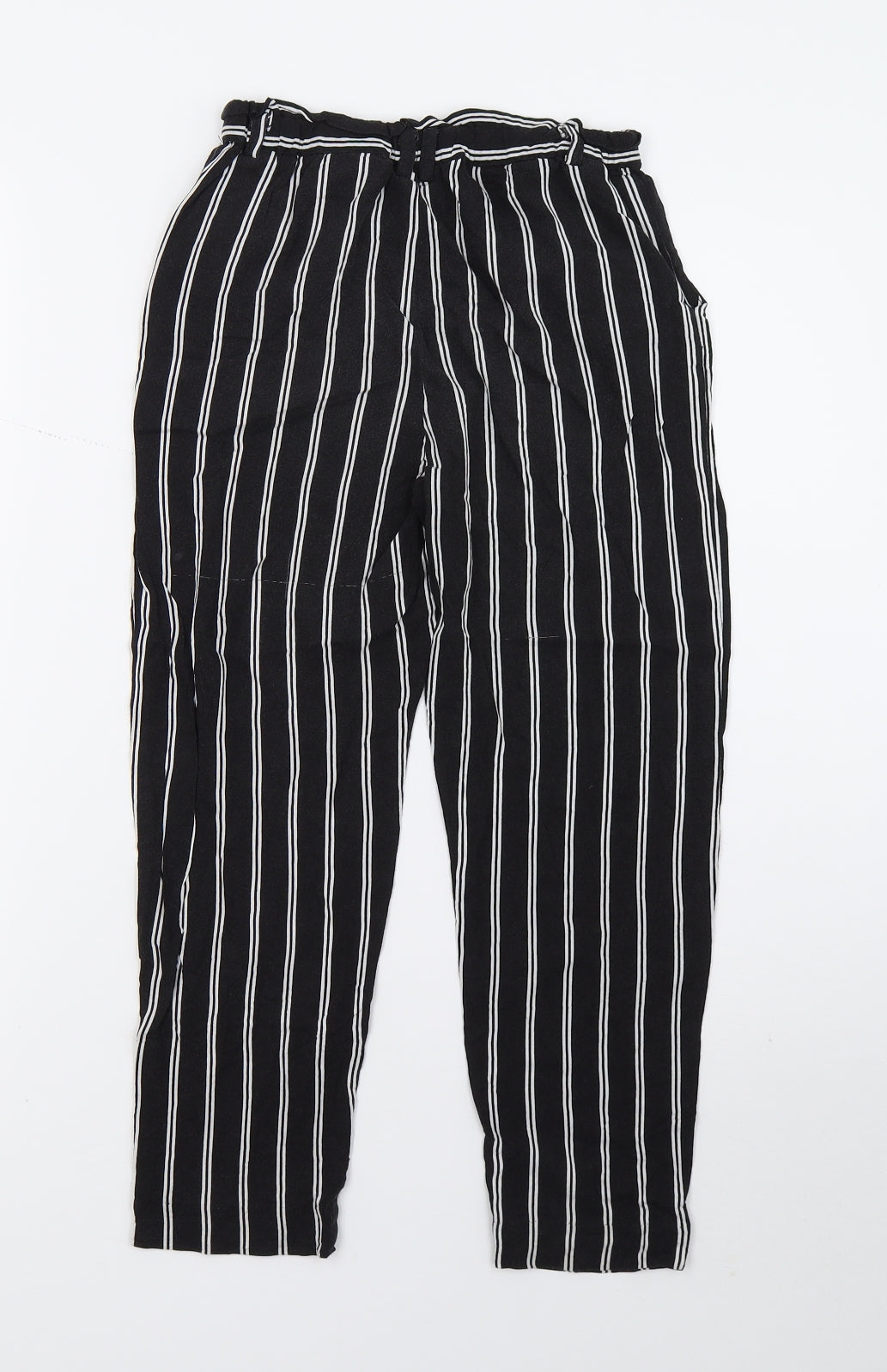 H&M Girls Black Striped  Capri Trousers Size 9 Years