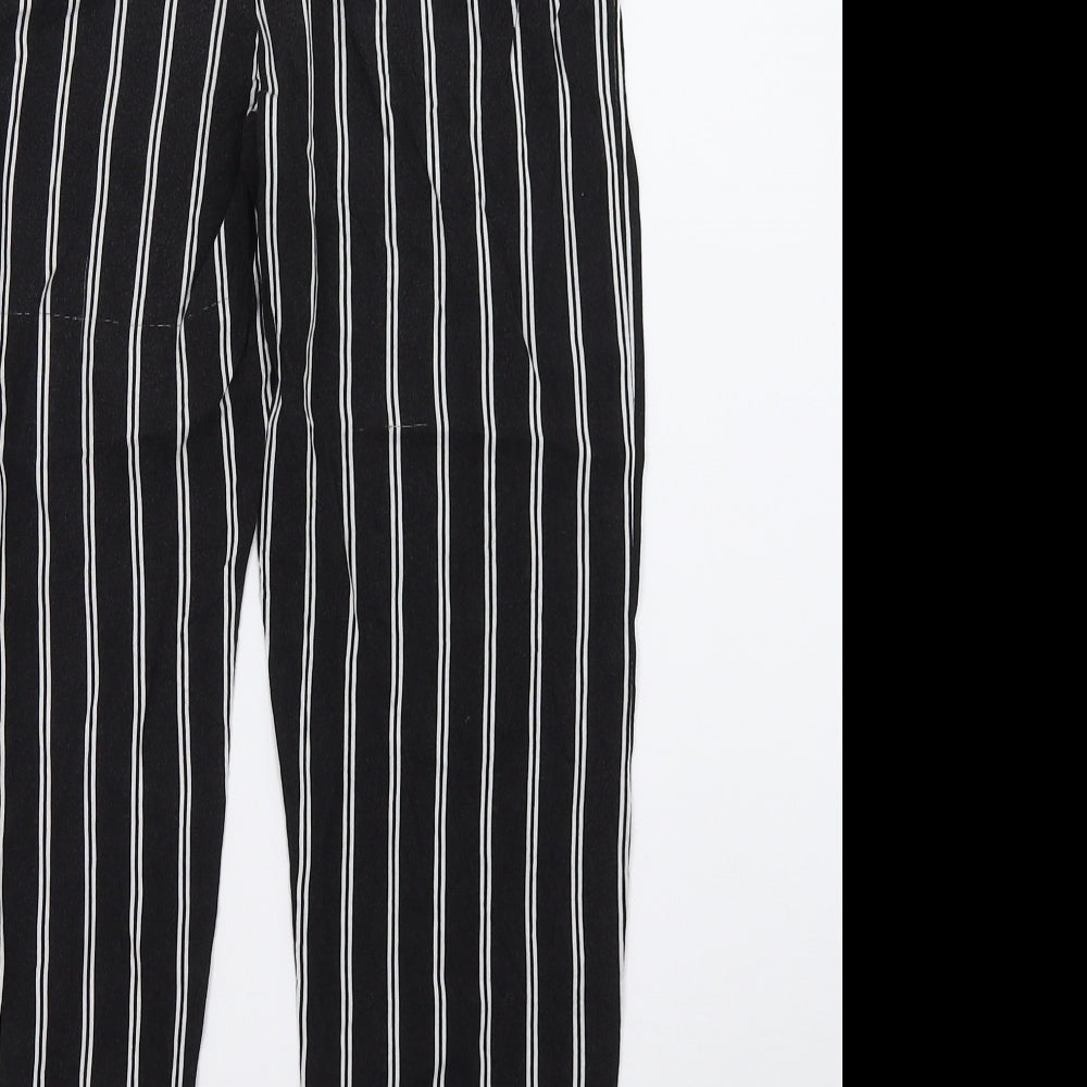 H&M Girls Black Striped  Capri Trousers Size 9 Years