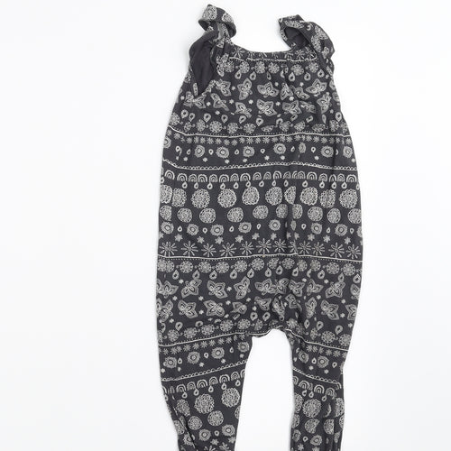 F&F Girls Grey Geometric  Dungaree One-Piece Size 12-18 Months
