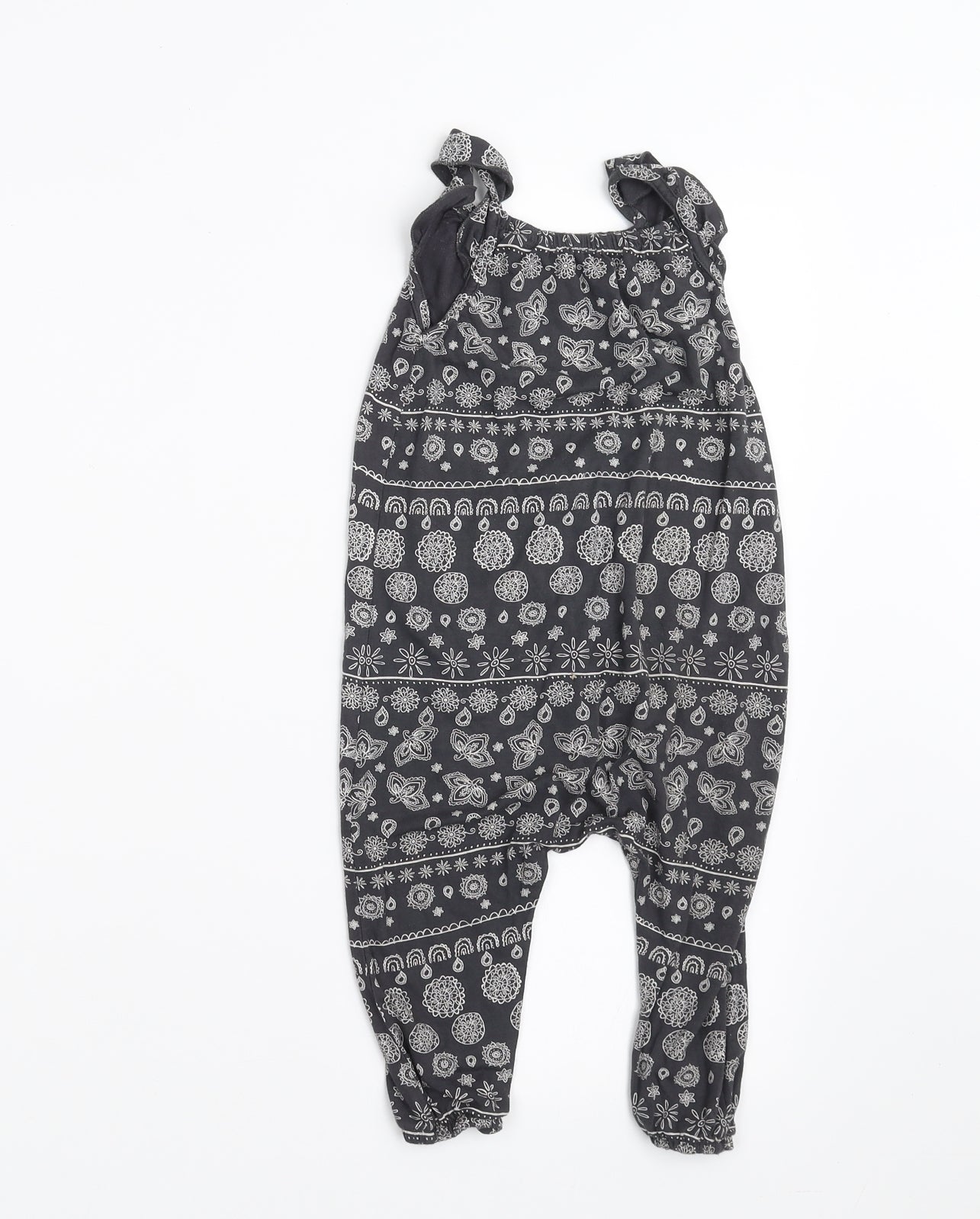 F&F Girls Grey Geometric  Dungaree One-Piece Size 12-18 Months