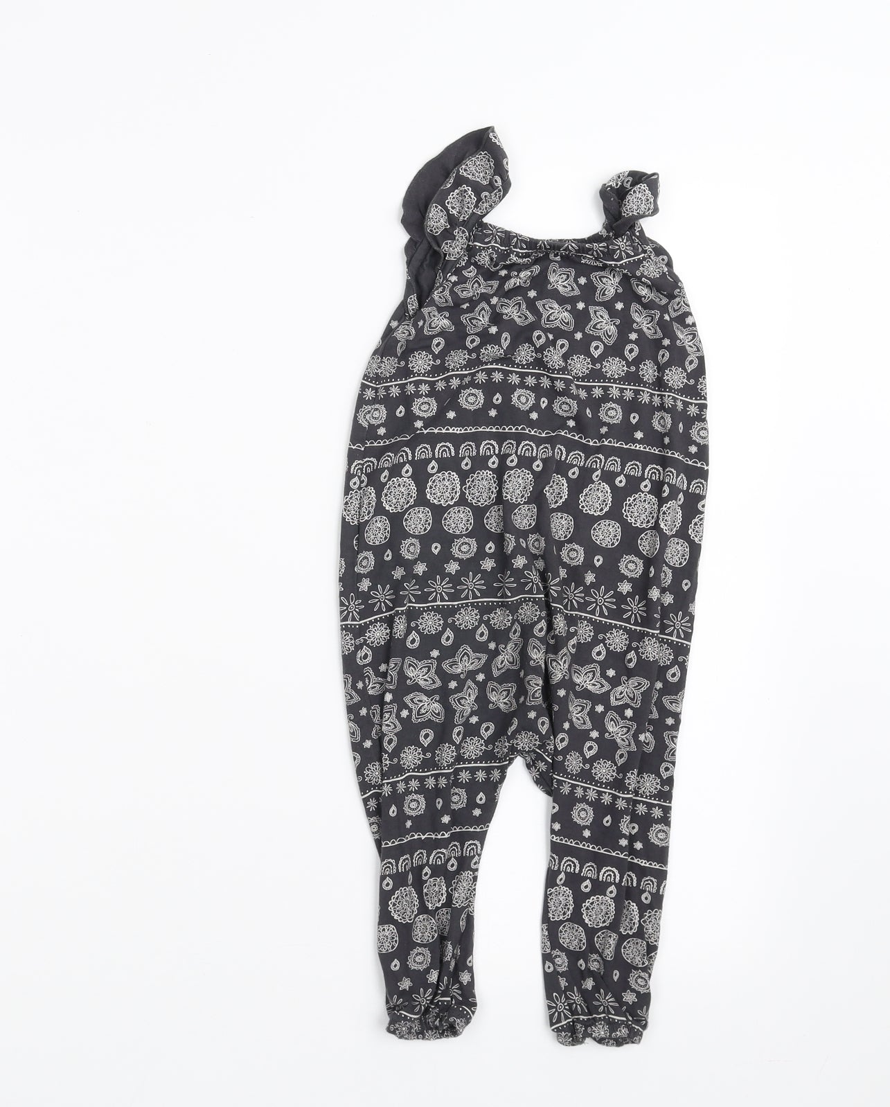 F&F Girls Grey Geometric  Dungaree One-Piece Size 12-18 Months