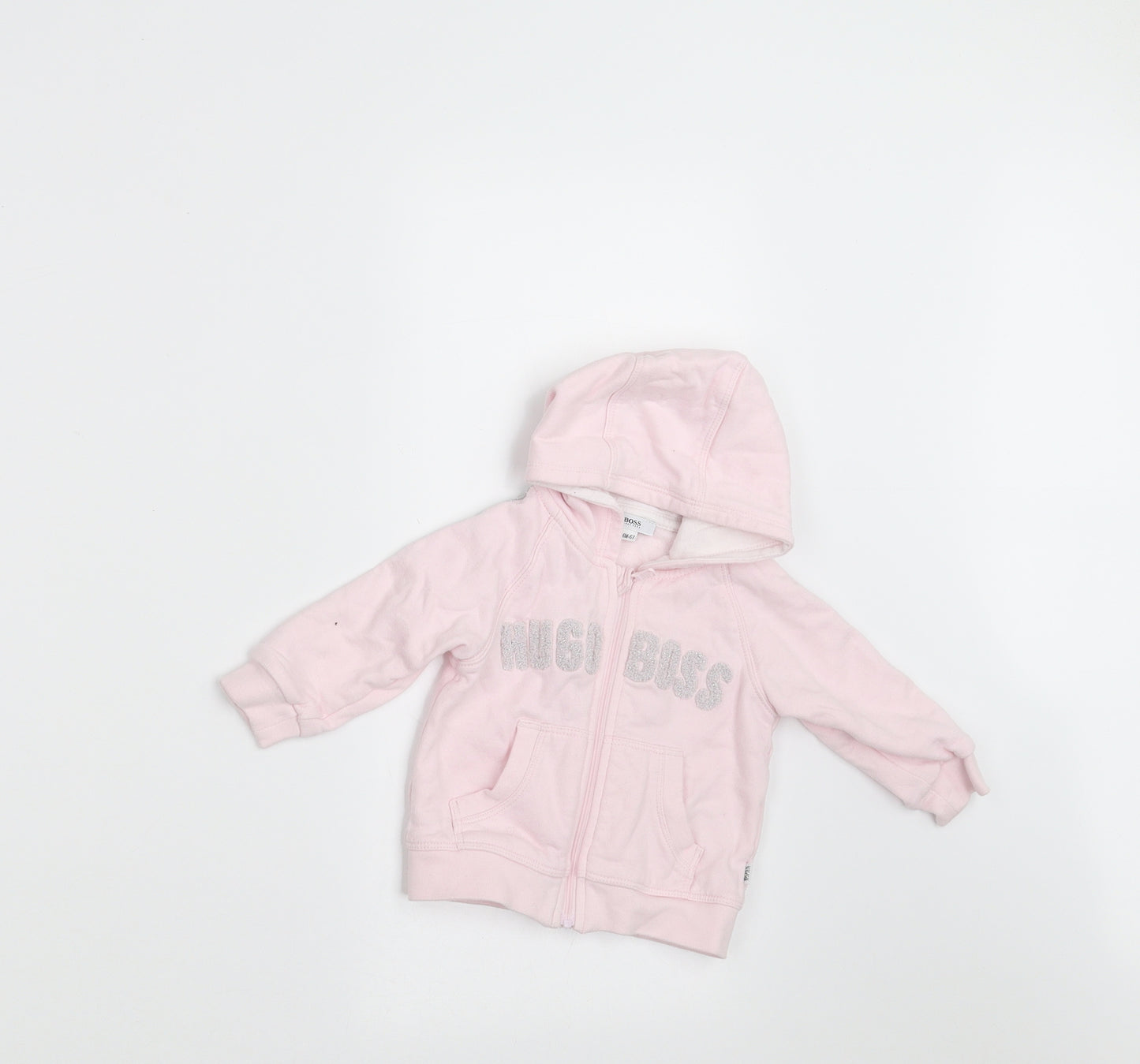 HUGO BOSS Girls Pink   Cardigan Jumper Size 6-9 Months