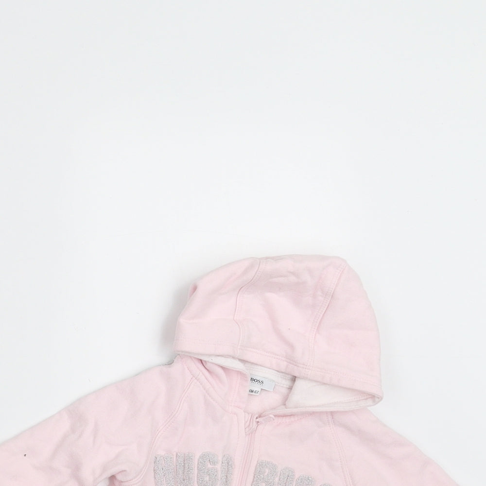 HUGO BOSS Girls Pink   Cardigan Jumper Size 6-9 Months