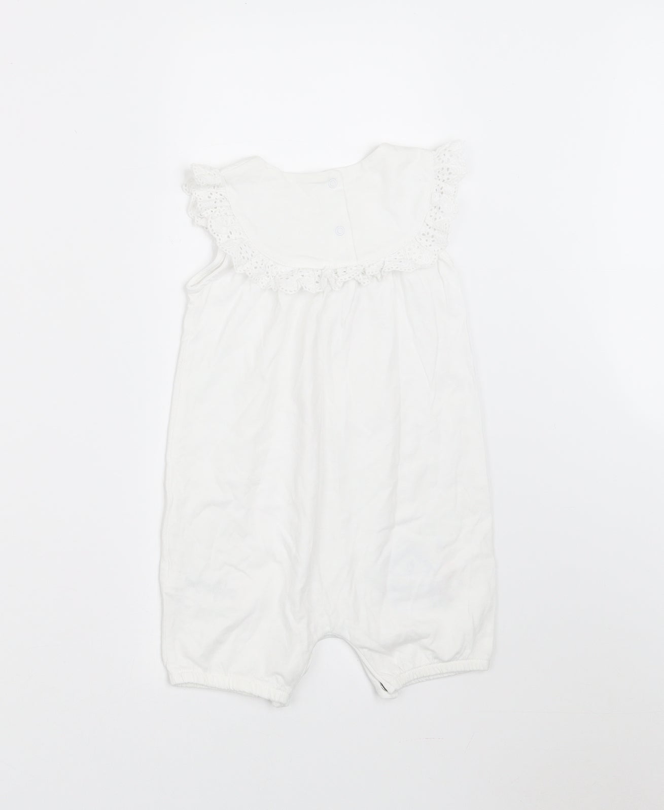 NEXT Girls White   Romper One-Piece Size 9-12 Months  - Broderie Anglaise Edges