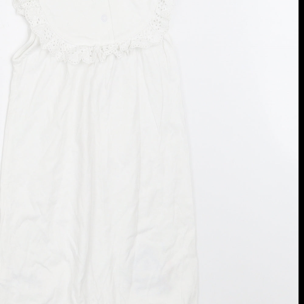 NEXT Girls White   Romper One-Piece Size 9-12 Months  - Broderie Anglaise Edges