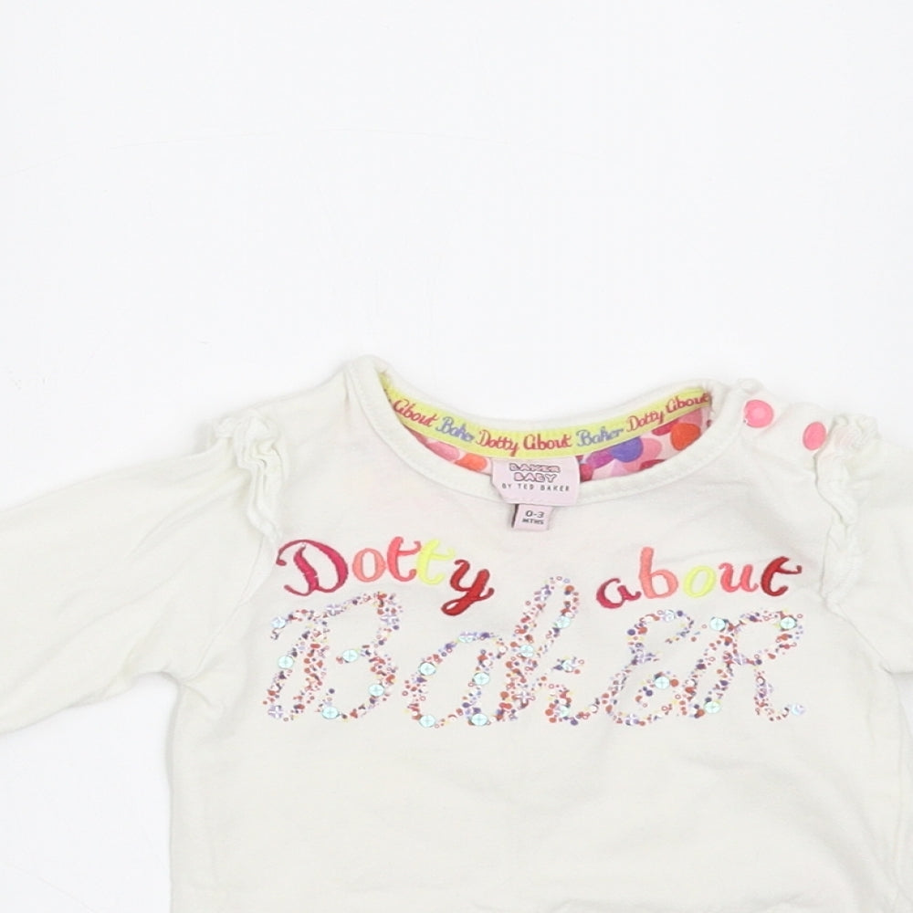 Ted Baker Girls White   Basic T-Shirt Size 0-3 Months  - dotty about baker