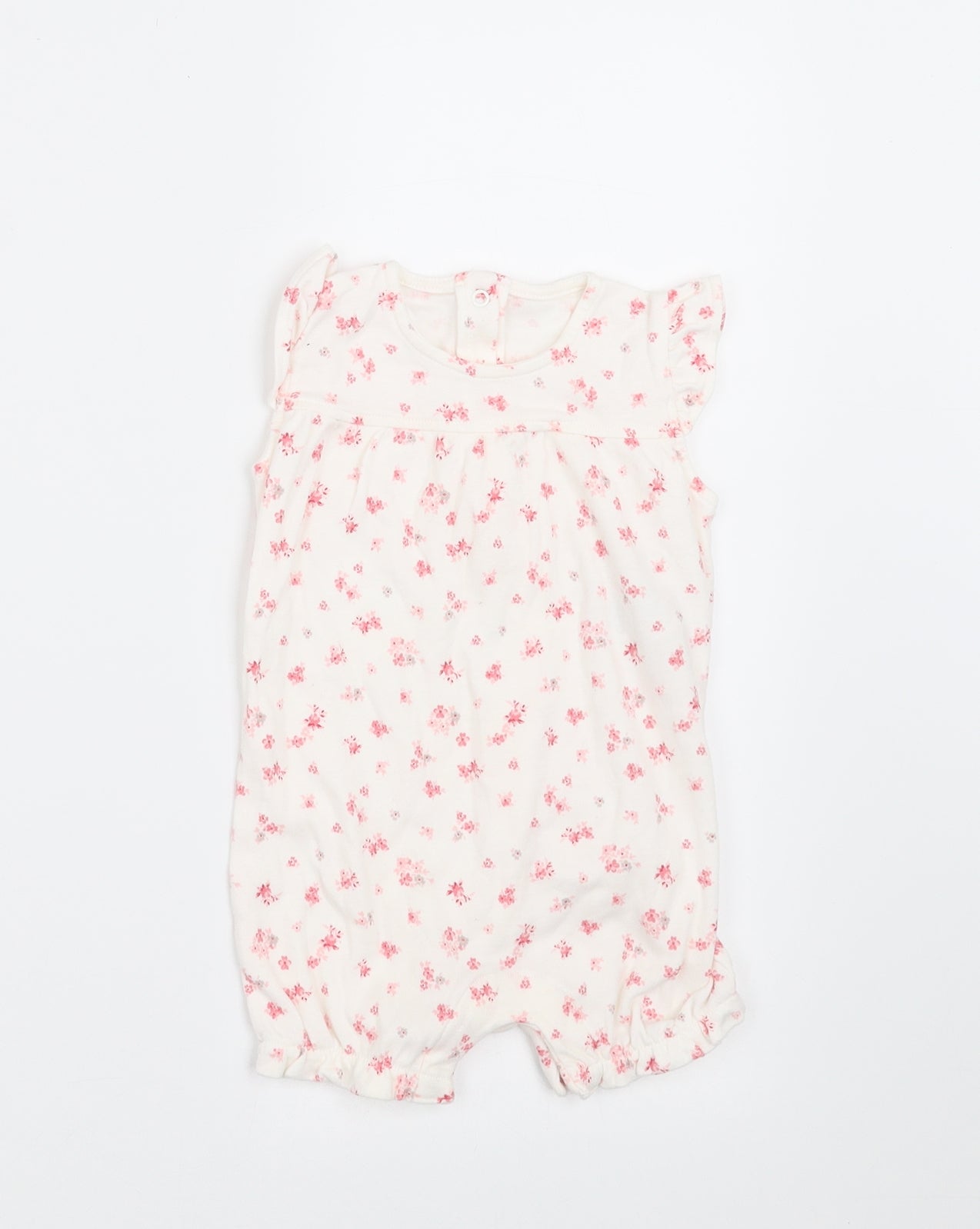 Marks and Spencer Girls White Floral  Romper One-Piece Size 3-6 Months