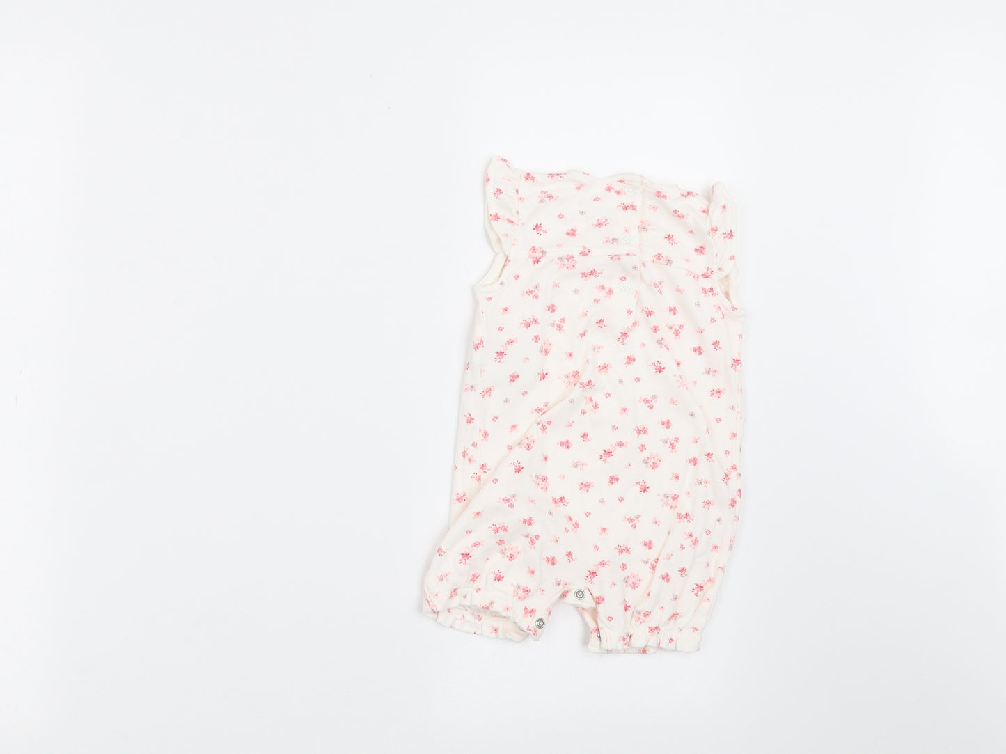 Marks and Spencer Girls White Floral  Romper One-Piece Size 3-6 Months