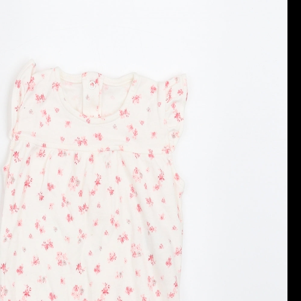 Marks and Spencer Girls White Floral  Romper One-Piece Size 3-6 Months