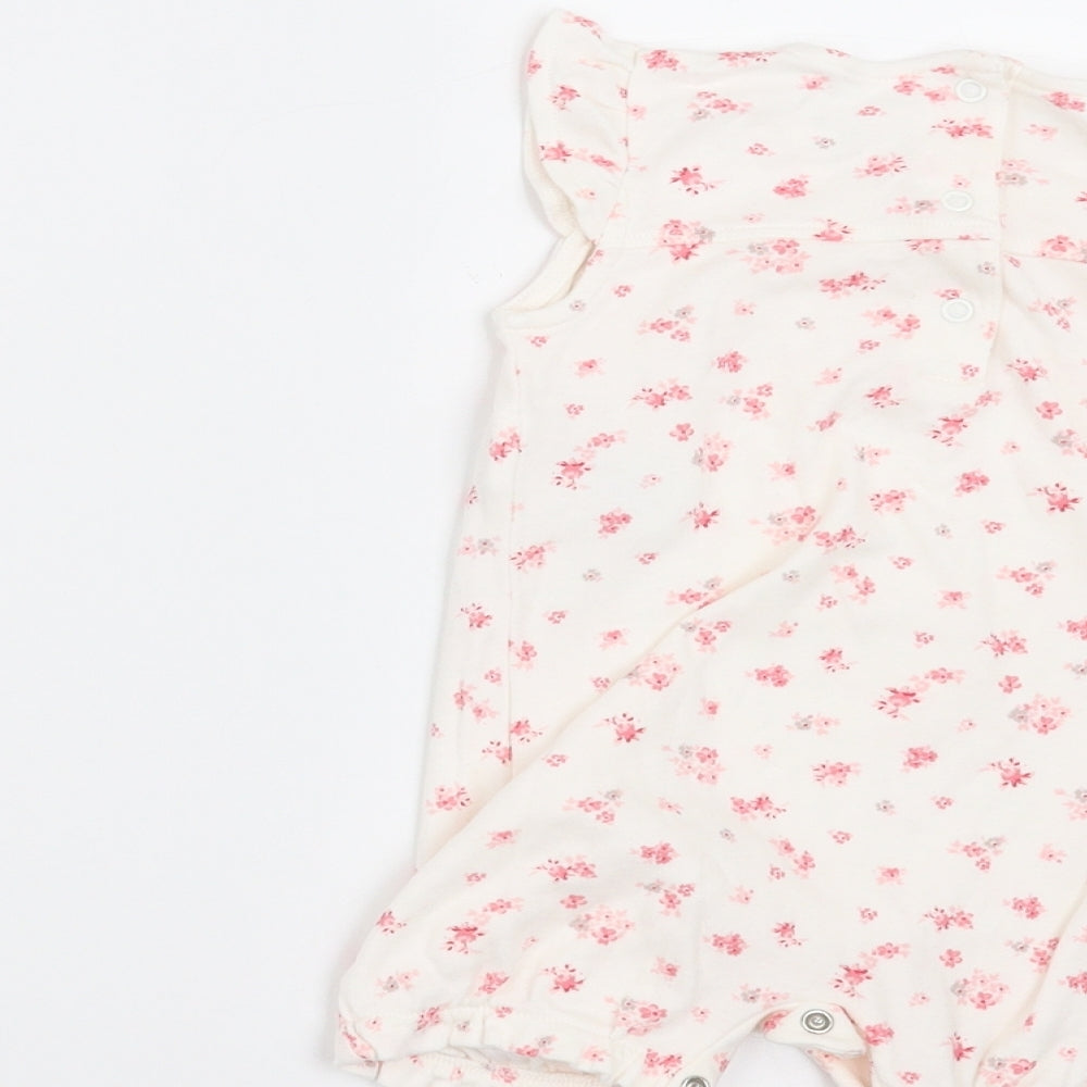 Marks and Spencer Girls White Floral  Romper One-Piece Size 3-6 Months