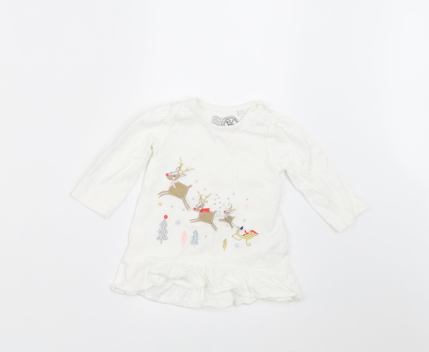 Blue Zoo Girls White   Basic T-Shirt Size 3-6 Months  - CHRISTMAS