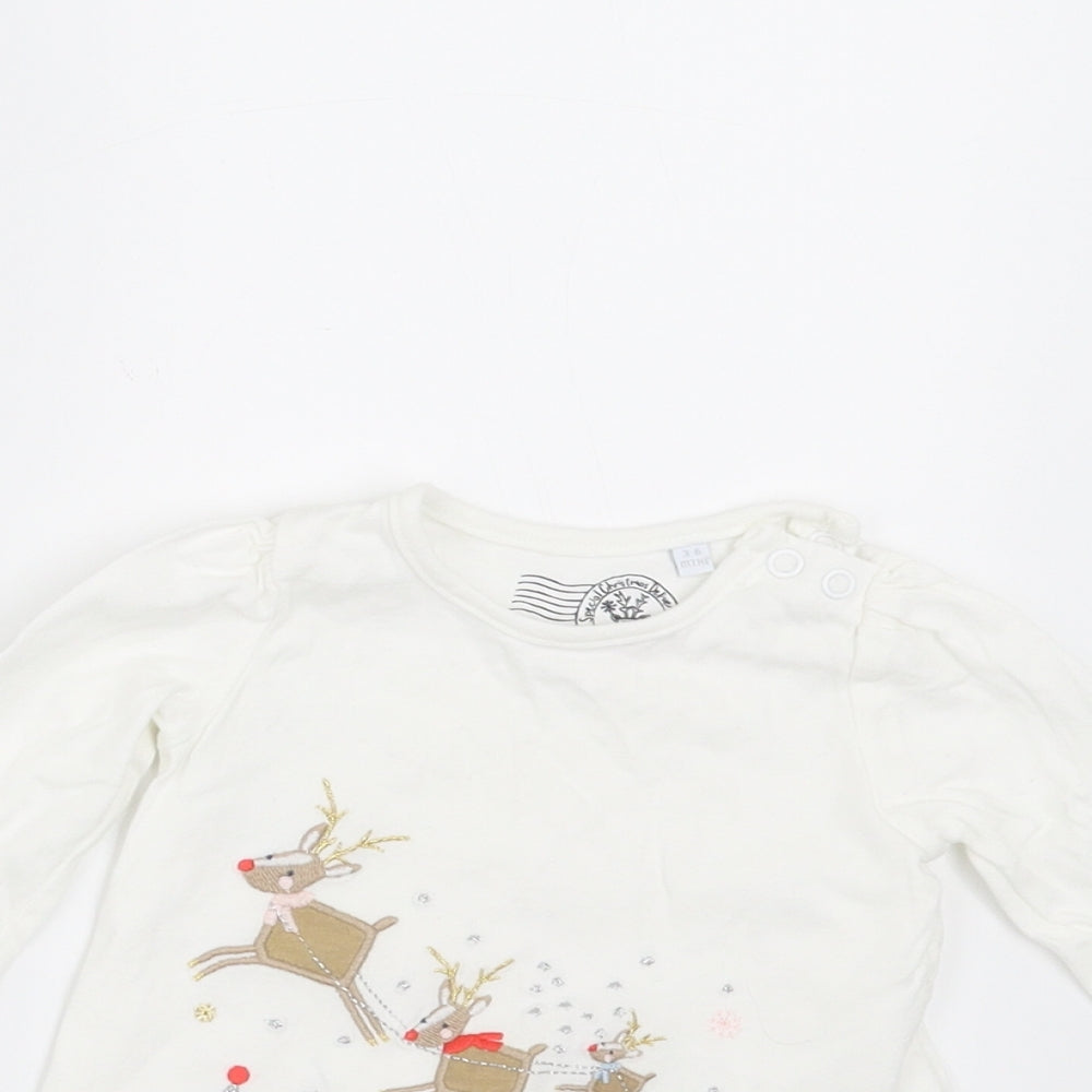 Blue Zoo Girls White   Basic T-Shirt Size 3-6 Months  - CHRISTMAS