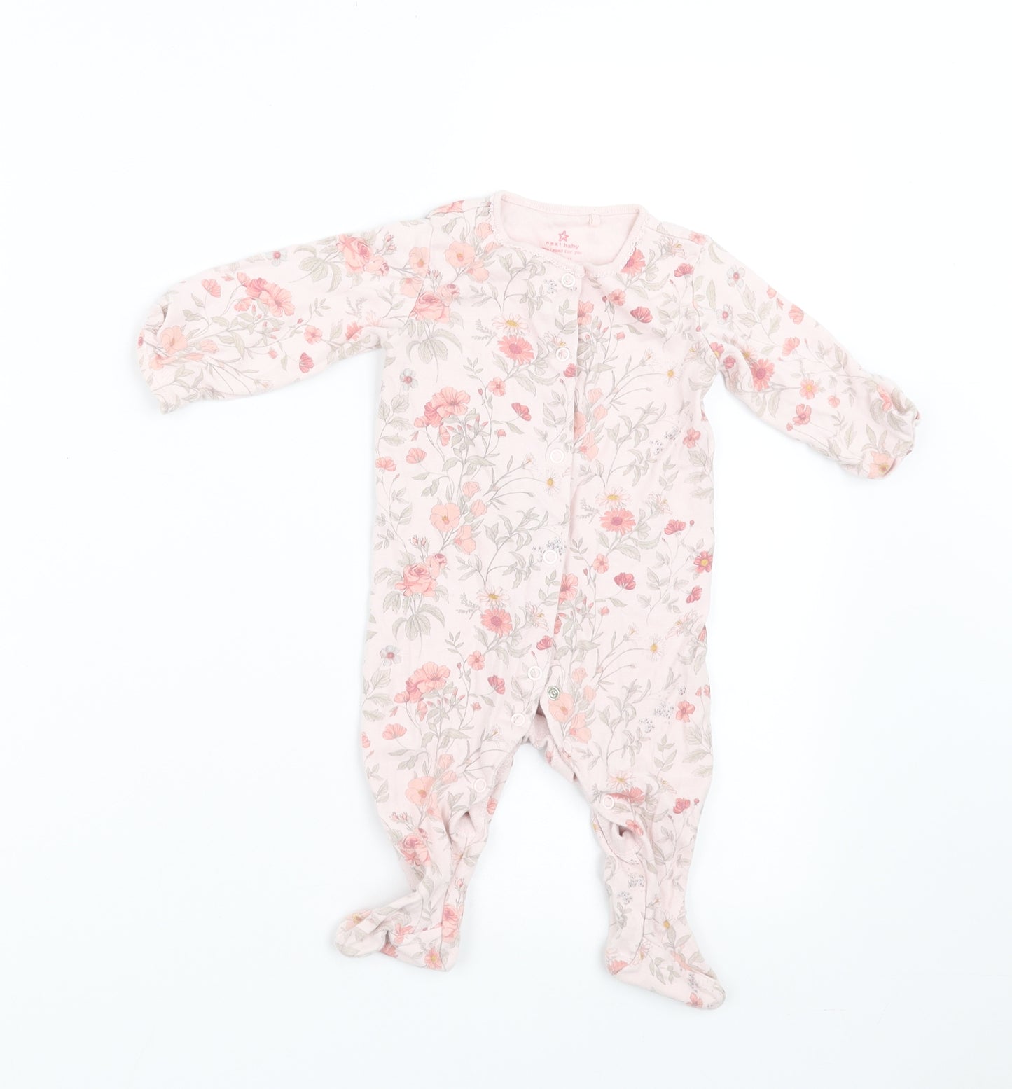 NEXT Girls Pink Floral  Babygrow One-Piece Size 3-6 Months