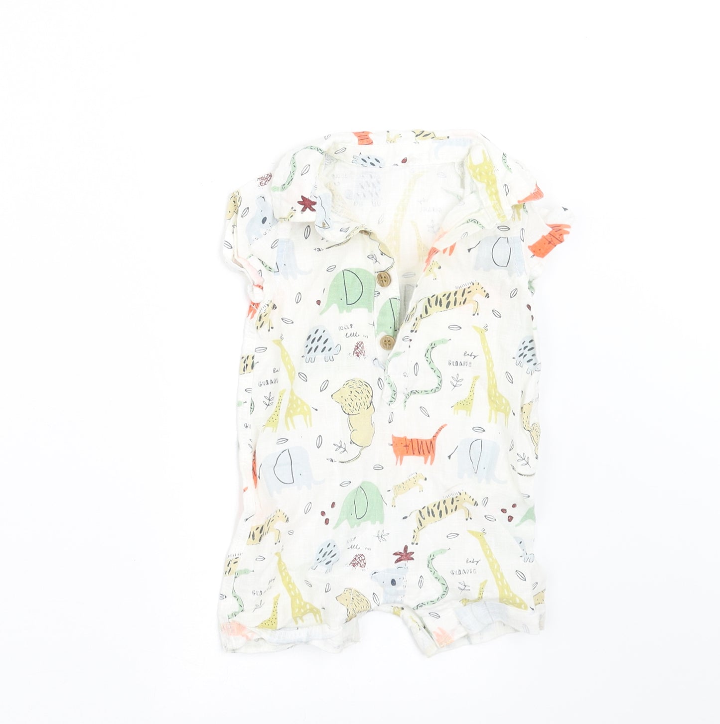 TU Boys White Geometric  Romper One-Piece Size 0-3 Months  - ANIMALS