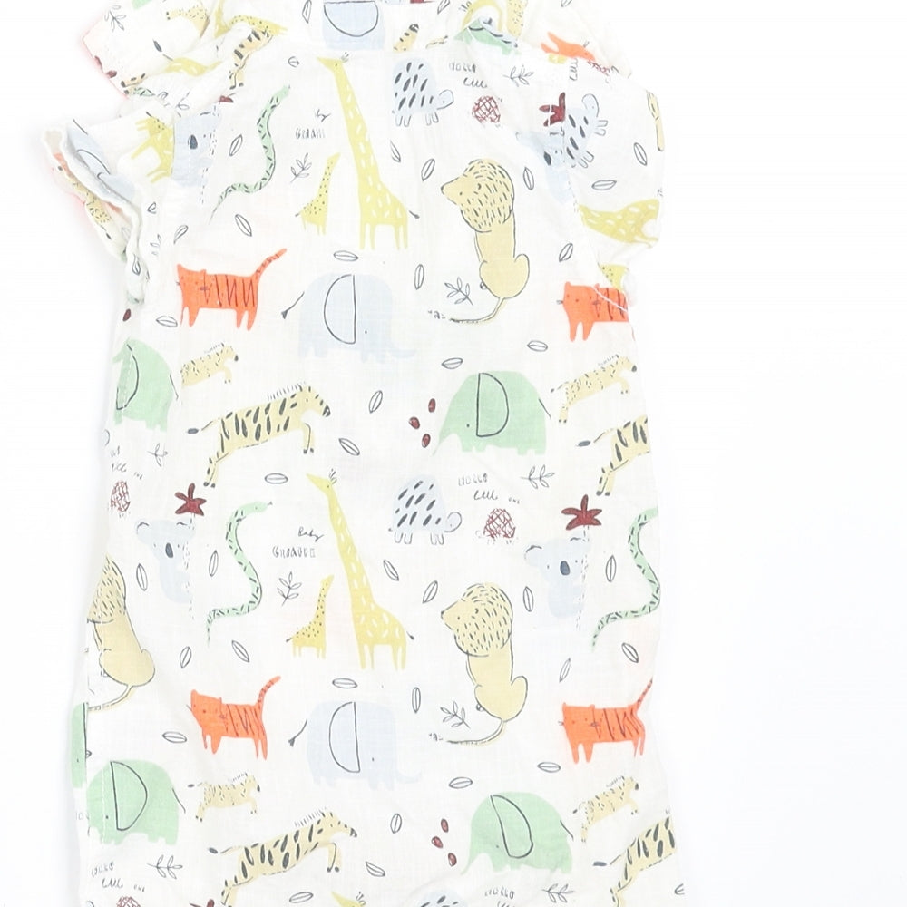 TU Boys White Geometric  Romper One-Piece Size 0-3 Months  - ANIMALS
