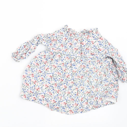 Charanga Girls White Floral  A-Line  Size 9-12 Months
