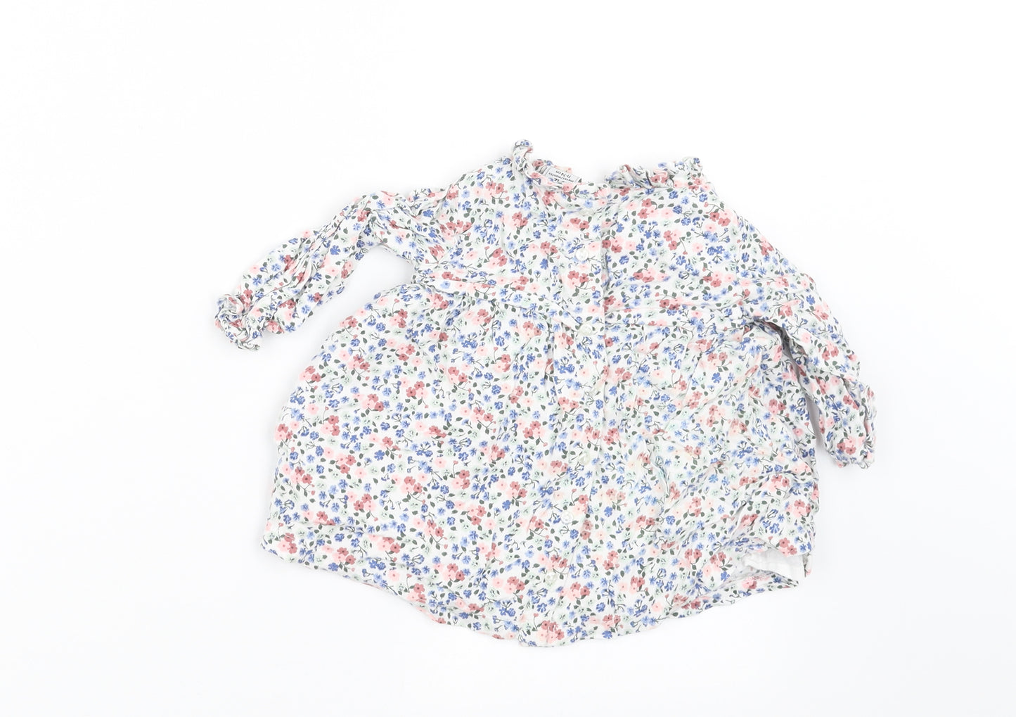 Charanga Girls White Floral  A-Line  Size 9-12 Months