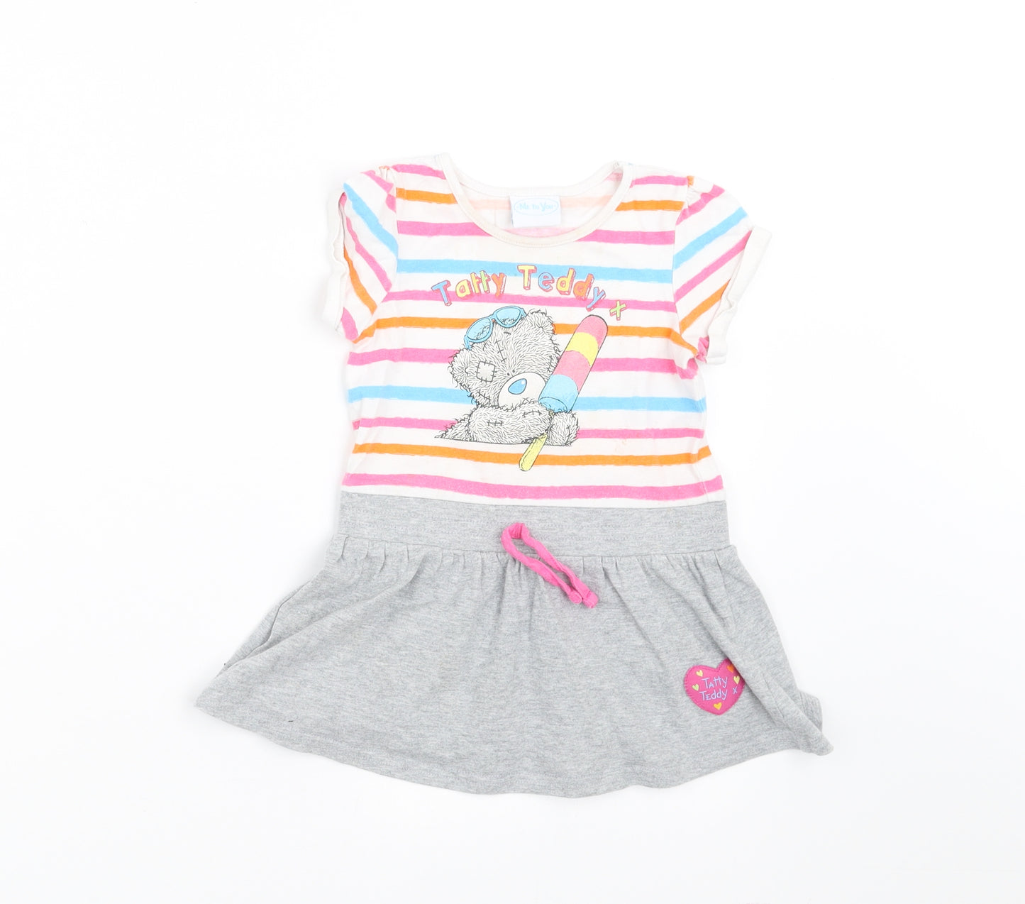 George Girls Silver Striped  A-Line  Size 18-24 Months  - TATTY TEDDY