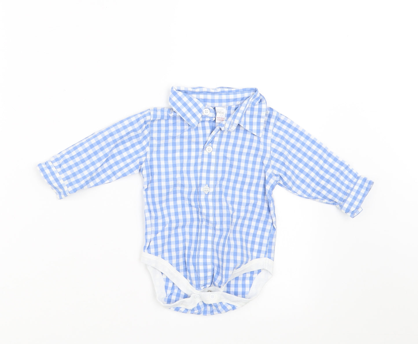 NEXT Boys Blue Check  Basic Button-Up Size 6-9 Months  - vest/shirt