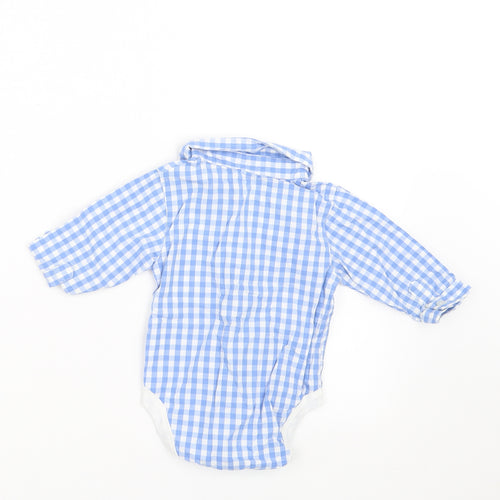NEXT Boys Blue Check  Basic Button-Up Size 6-9 Months  - vest/shirt