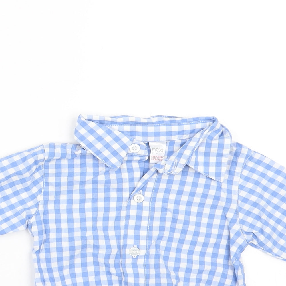 NEXT Boys Blue Check  Basic Button-Up Size 6-9 Months  - vest/shirt
