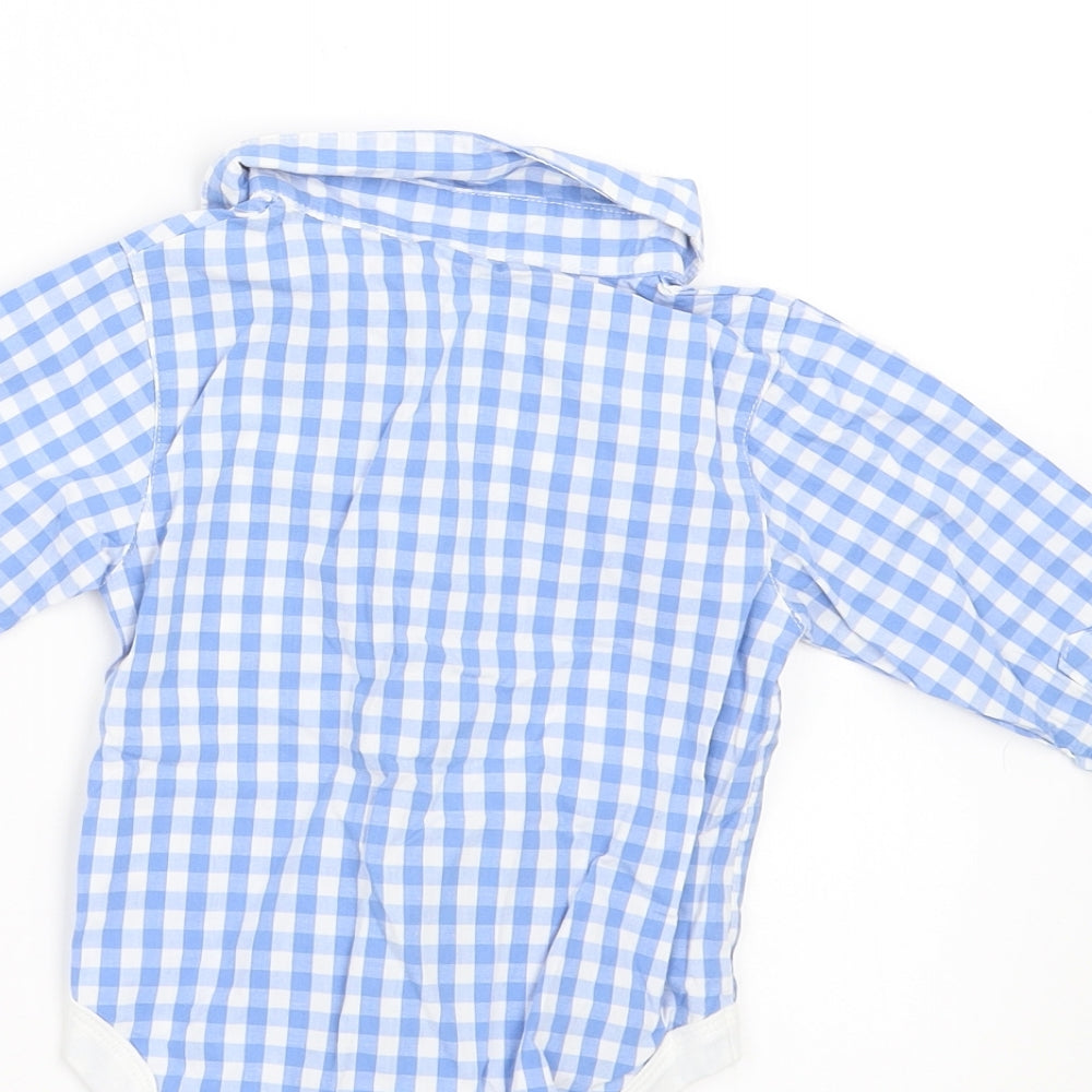 NEXT Boys Blue Check  Basic Button-Up Size 6-9 Months  - vest/shirt