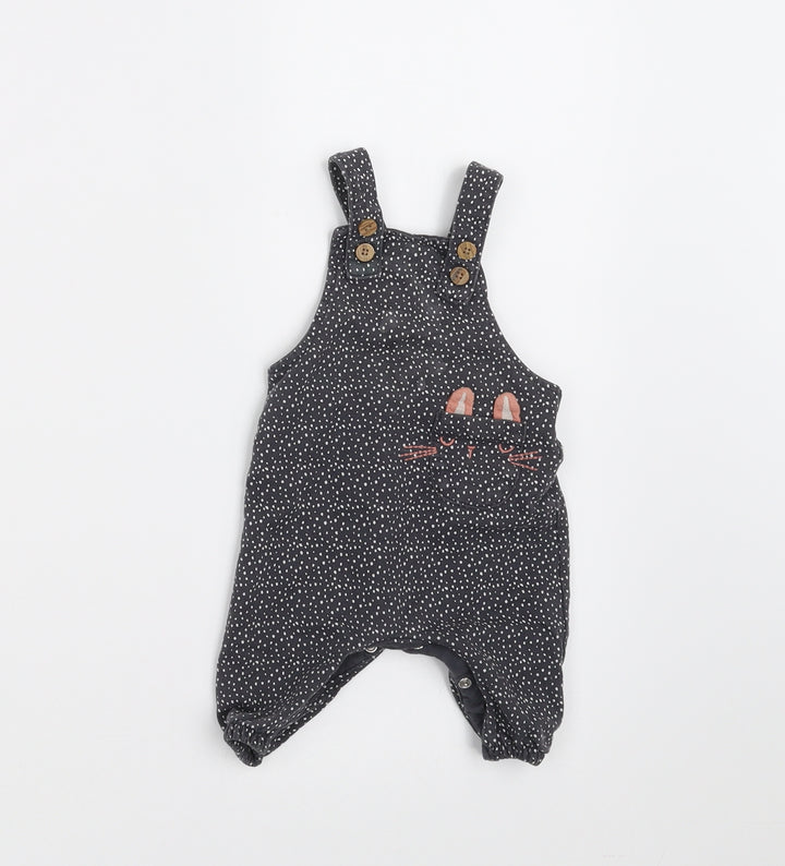 NEXT Girls Grey Spotted Dungaree One-Piece Size 0-3 Months - SHORTS