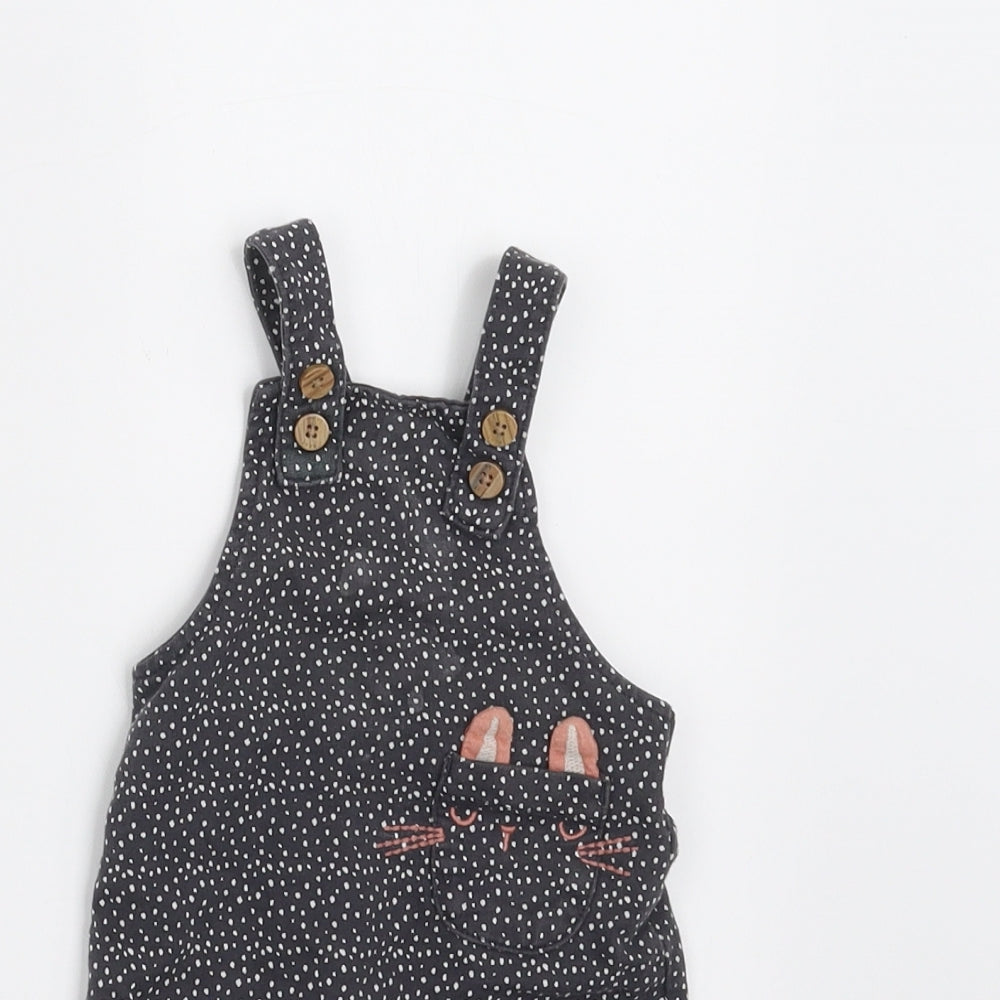 NEXT Girls Grey Spotted  Dungaree One-Piece Size 0-3 Months  - SHORTS