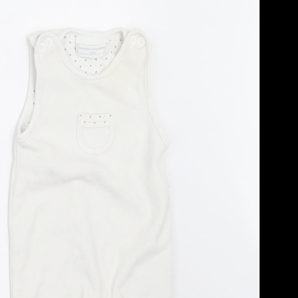 The Little White Company  Baby White   Dungaree One-Piece Size 0-3 Months
