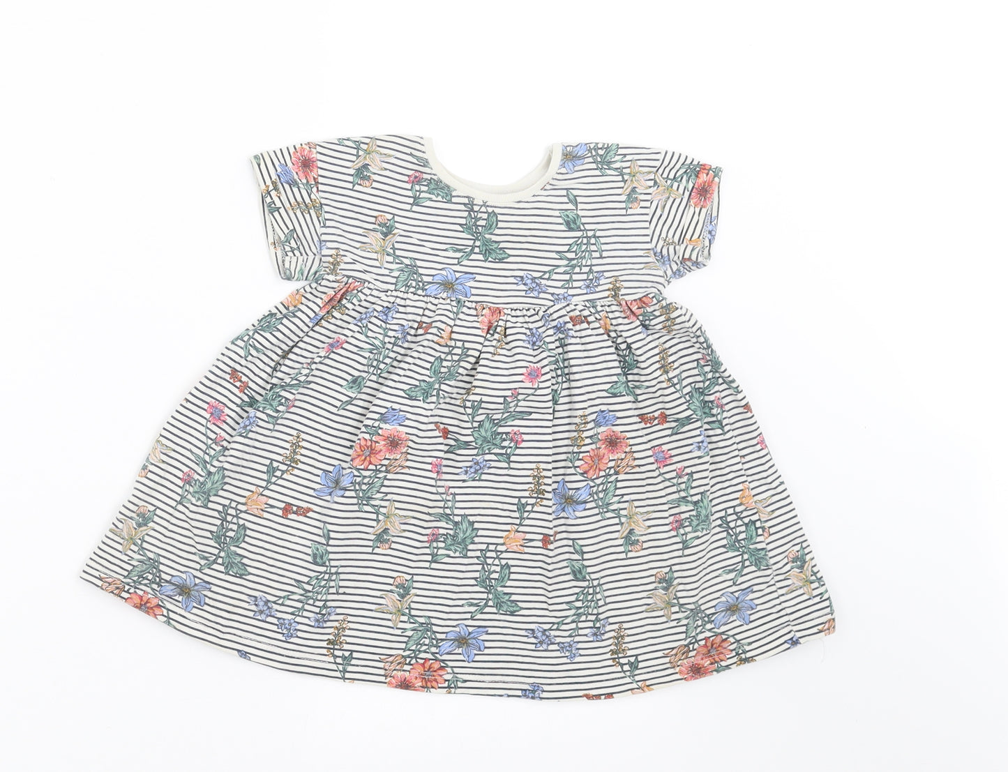 NEXT Girls Grey Striped  A-Line  Size 9-12 Months