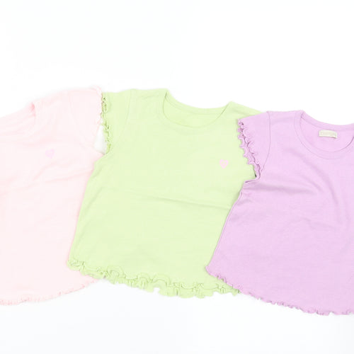 BHS Girls Multicoloured   Basic T-Shirt Size 12-18 Months  - pack of three t shirts