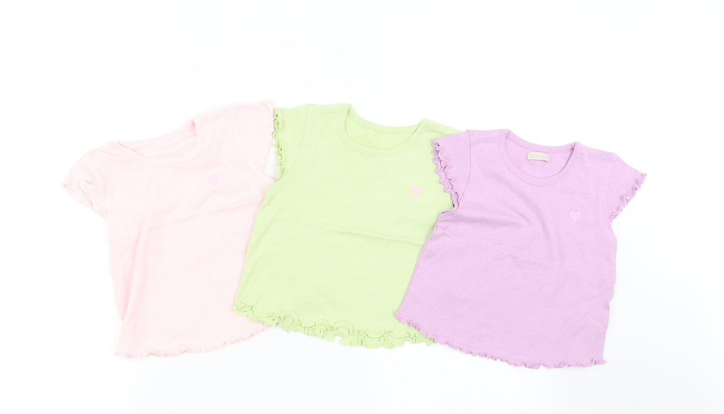 BHS Girls Multicoloured   Basic T-Shirt Size 12-18 Months  - pack of three t shirts