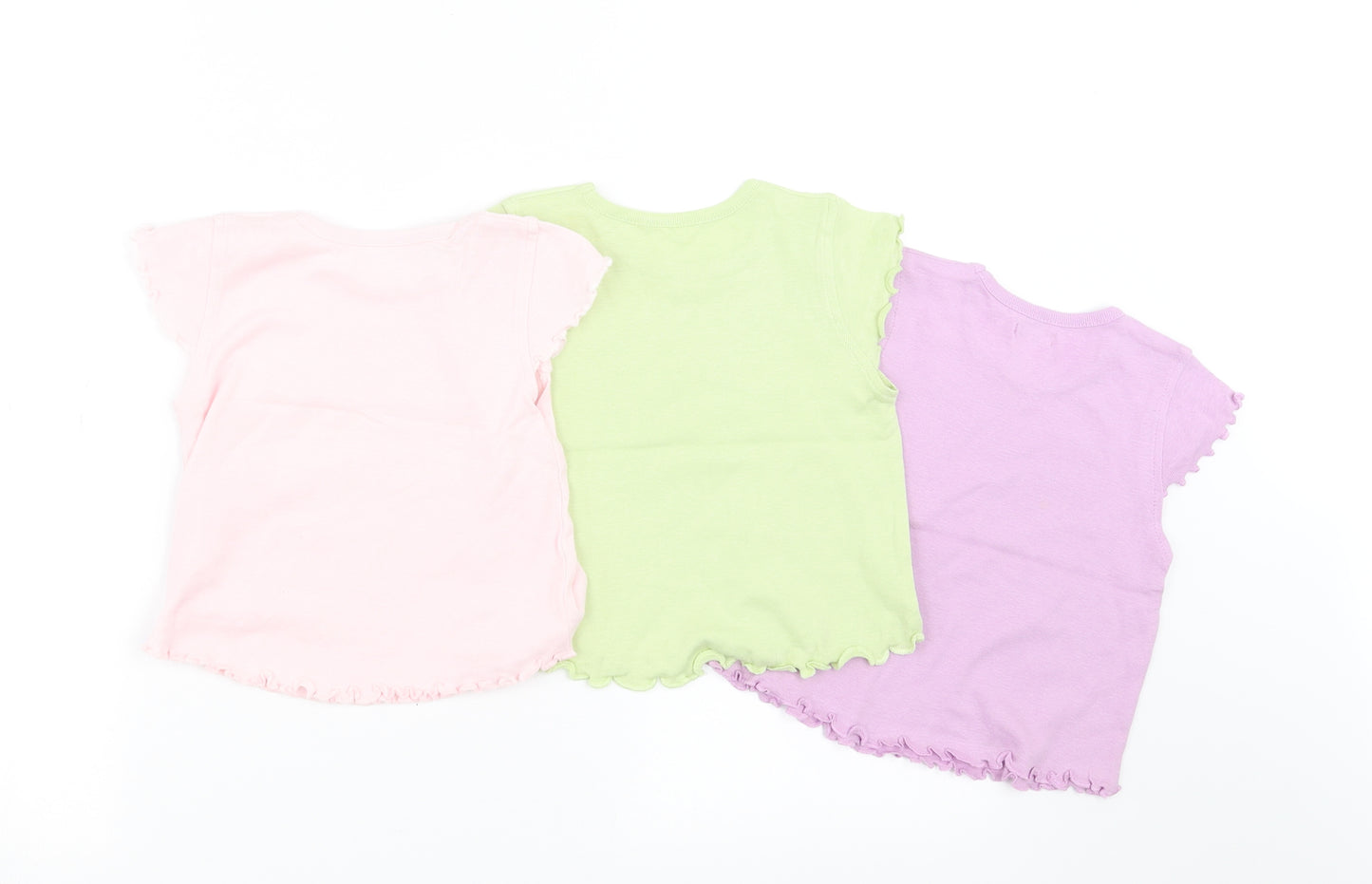 BHS Girls Multicoloured   Basic T-Shirt Size 12-18 Months  - pack of three t shirts