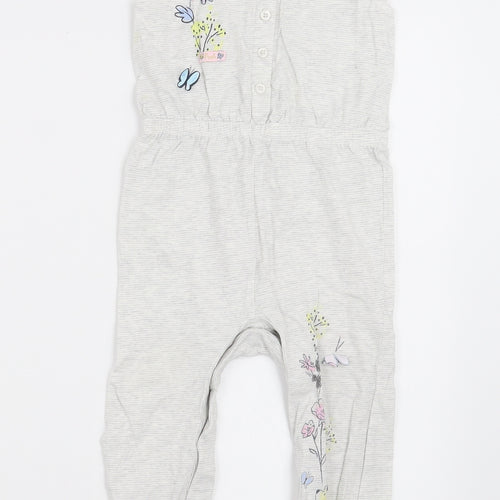 Disney Girls Grey Striped  Dungaree One-Piece Size 12-18 Months  - Winnie the Pooh