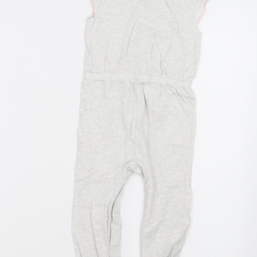 Disney Girls Grey Striped  Dungaree One-Piece Size 12-18 Months  - Winnie the Pooh