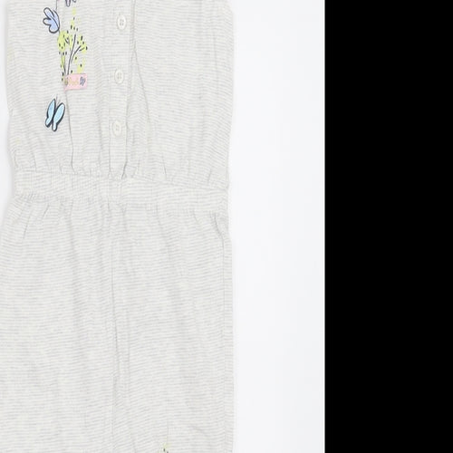 Disney Girls Grey Striped  Dungaree One-Piece Size 12-18 Months  - Winnie the Pooh
