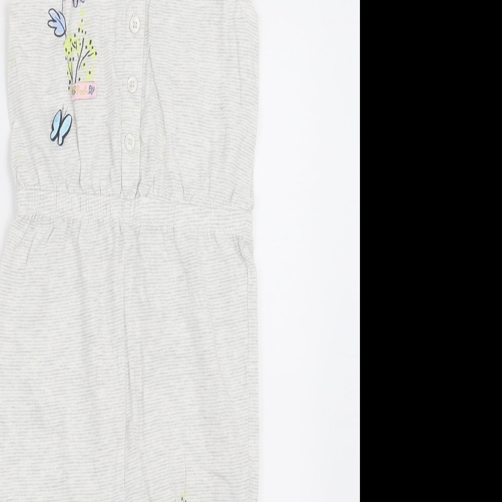 Disney Girls Grey Striped  Dungaree One-Piece Size 12-18 Months  - Winnie the Pooh
