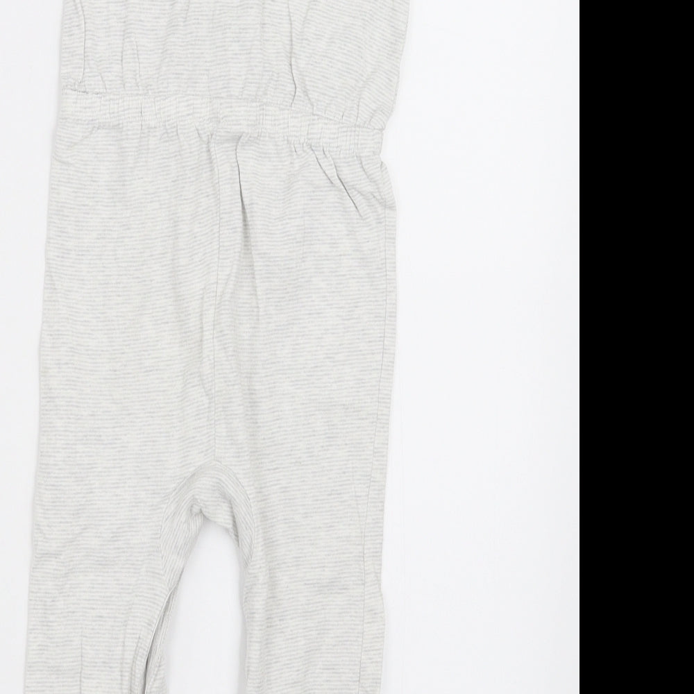 Disney Girls Grey Striped  Dungaree One-Piece Size 12-18 Months  - Winnie the Pooh