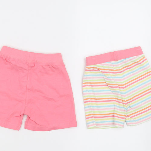 George Girls Pink Striped  Cropped Trousers Size 12-18 Months  - TWO PACK OF SHORTS