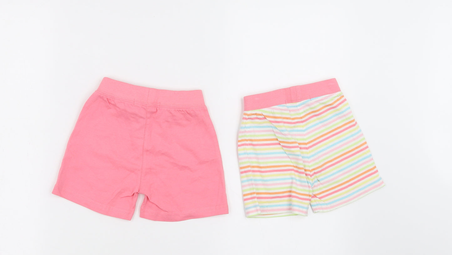 George Girls Pink Striped  Cropped Trousers Size 12-18 Months  - TWO PACK OF SHORTS
