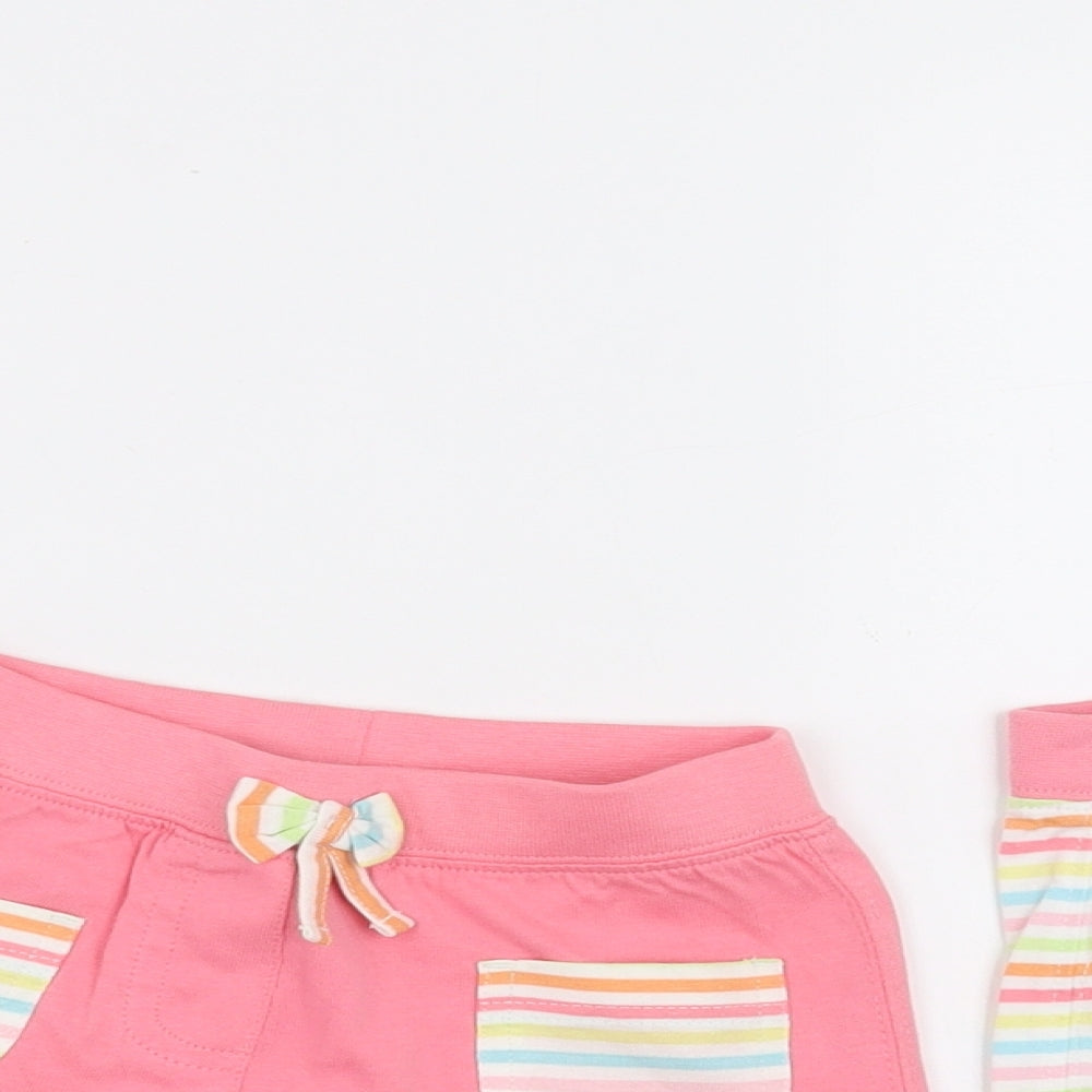 George Girls Pink Striped  Cropped Trousers Size 12-18 Months  - TWO PACK OF SHORTS