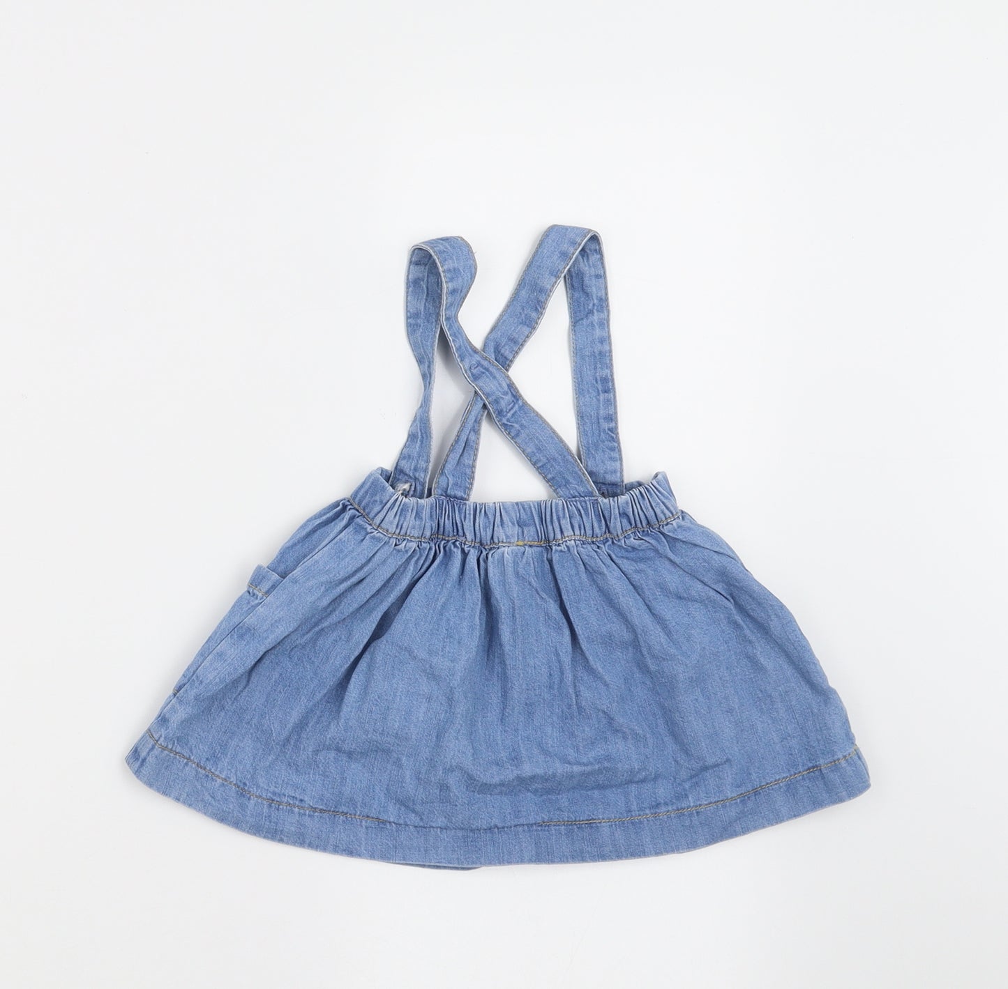 NEXT Girls Blue  Denim Pinafore/Dungaree Dress  Size 6-9 Months
