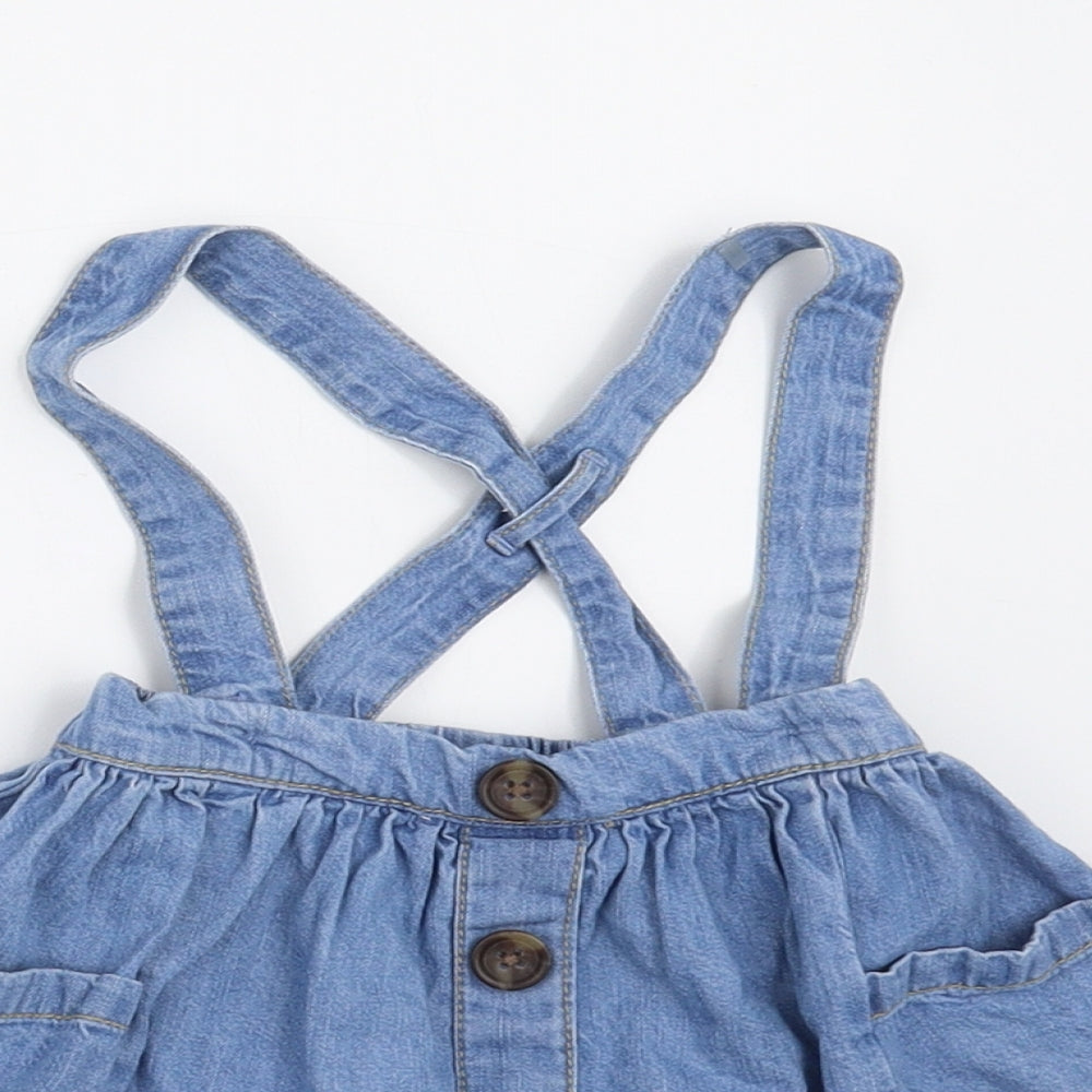 NEXT Girls Blue  Denim Pinafore/Dungaree Dress  Size 6-9 Months