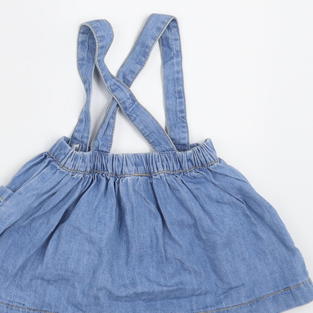NEXT Girls Blue  Denim Pinafore/Dungaree Dress  Size 6-9 Months
