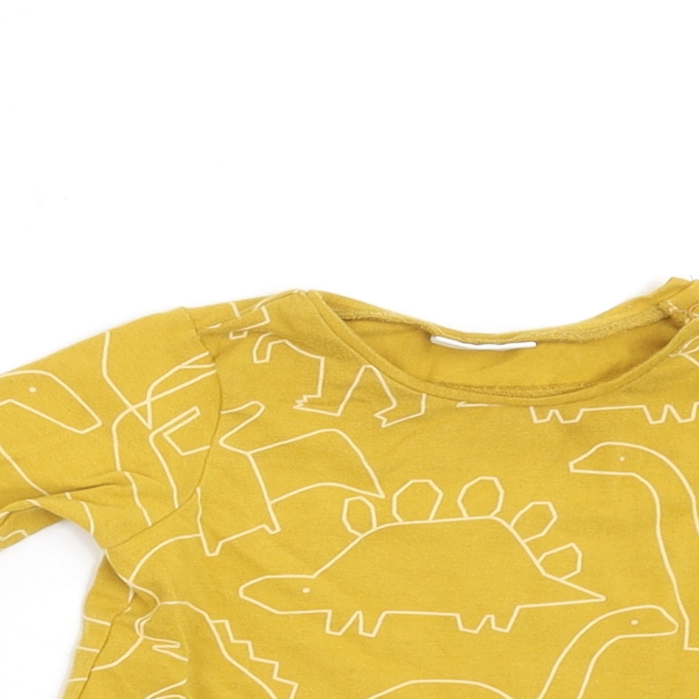 NEXT Boys Yellow Geometric  Basic T-Shirt Size 0-3 Months  - dinasours