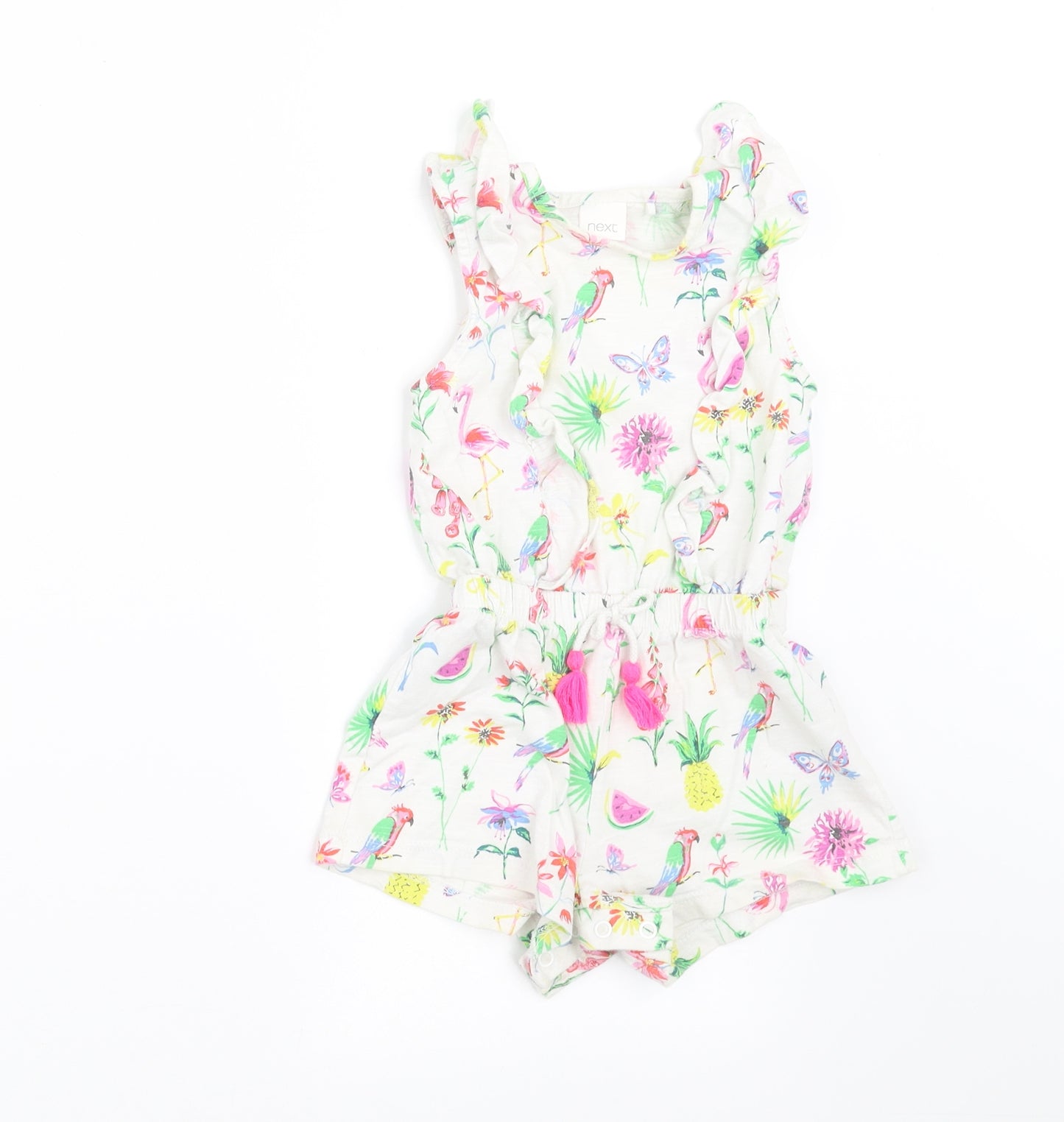 NEXT Girls White Geometric  Romper One-Piece Size 12-18 Months  - playsuit